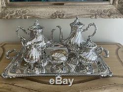 Vintage Camusso Peruvian Sterling Silver Full Tea & Coffee Service Set with Tray