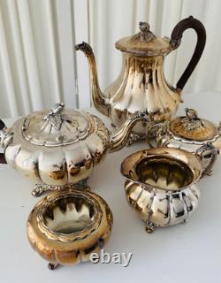 Vintage Community Plate Old English Melon Silverplate Coffee and Tea 7 pc Set