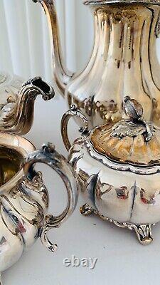Vintage Community Plate Old English Melon Silverplate Coffee and Tea 7 pc Set