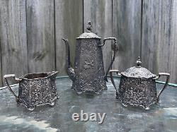 Vintage DUTCH 3 Piece Ornate Tea Set (Tea Pot, creamer and sugar set)