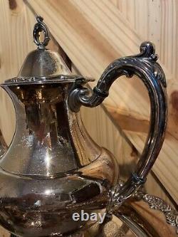 Vintage Dupont Oneida Tea Set (4) Piece Tray Cream Sugar Pot Silver Roses