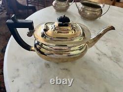 Vintage English Art Deco Silver-Plated Tea Set, Set of 3