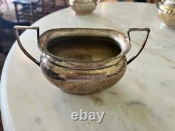 Vintage English Art Deco Silver-Plated Tea Set, Set of 3