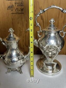 Vintage English MFG Corp Silver-Plated Tea Coffee 8 Piece Set Clean & Polished