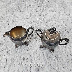 Vintage Eton Silver Plated Coffee Tea Set Service & Tray 4 Piece Cream Sugar EUC