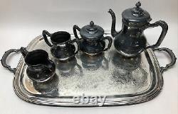 Vintage Eureka Silver Co. Quadruple Plate Tea Set & Serving Tray