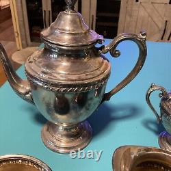 Vintage Four Piece Wm Rogers Silverplate Silver Plated Tea Set