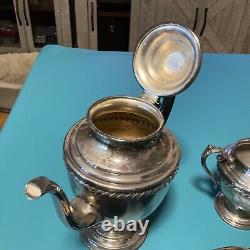 Vintage Four Piece Wm Rogers Silverplate Silver Plated Tea Set