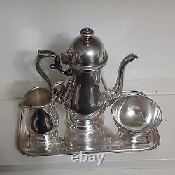 Vintage Friedman Silver Co individual silverplate coffee /tea service set tray