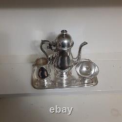Vintage Friedman Silver Co individual silverplate coffee /tea service set tray