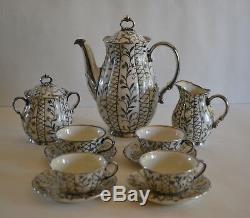 Vintage Laveno Verbano Porcelain With 925 Argento Silver Overlay Tea Set