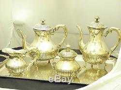 Vintage Magnificent 4 Pc Coffee & Tea Set Sterling Silver 800