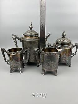 Vintage Meriden B. Company Coffee/Tea Set 4 Pc Silverware 1913