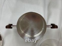 Vintage Mid-Century Modern Modernist Silver Plate and Teak Tea Set