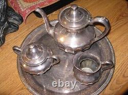Vintage Middletown Plate Co. & F. B. Rogers Silverplate TEA SET ON TRAY