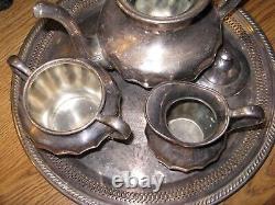 Vintage Middletown Plate Co. & F. B. Rogers Silverplate TEA SET ON TRAY