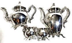 Vintage ONEIDA Royal Provincial Silver Plated 5 Piece Coffee Tea Set & Tray Rare