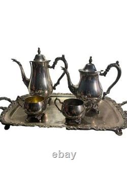 Vintage Oneida Community Queen Bess Silver Tudor plate 5 Piece Coffee & Tea Set
