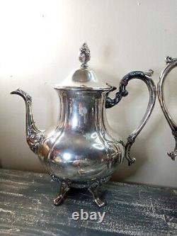 Vintage Ornate Silverplate Tea Pot Set. 4 Pieces