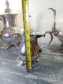 Vintage Ornate Silverplate Tea Pot Set. 4 Pieces