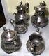 Vintage Poole Silver Co Silver Plated 931 Ornate Coffee& Tea Pot Set 5 Pc