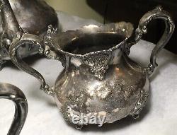 Vintage Poole Silver Co Silver Plated 931 Ornate Coffee& Tea Pot Set 5 pc