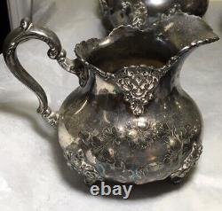 Vintage Poole Silver Co Silver Plated 931 Ornate Coffee& Tea Pot Set 5 pc