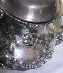 Vintage Poole Silver Co Silver Plated 931 Ornate Coffee& Tea Pot Set 5 pc