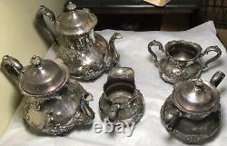 Vintage Poole Silver Co Silver Plated 931 Ornate Coffee& Tea Pot Set 5 pc