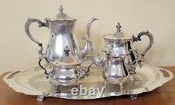 Vintage Poole Silverplated Coffee Tea Set W, /tray 5 Pieces