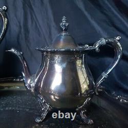 Vintage Poole Silverplated Coffee Tea Set W, /tray 5 Pieces Gorgeous