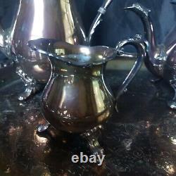 Vintage Poole Silverplated Coffee Tea Set W, /tray 5 Pieces Gorgeous