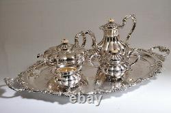 Vintage Poston Lonsdale Silver Plate Coffee-Tea Set withTray- Very Good Cond