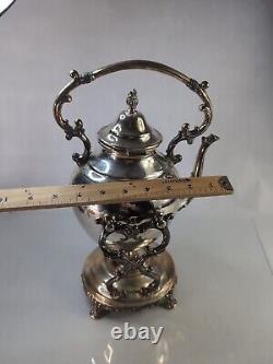 Vintage Rare Spring Flower Wm Rogers & Son Silver-plate Tilting Teapot. Pics