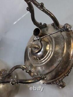 Vintage Rare Spring Flower Wm Rogers & Son Silver-plate Tilting Teapot. Pics