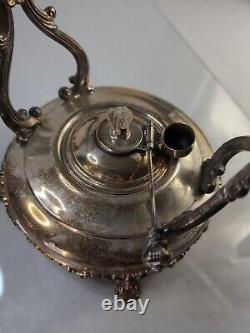 Vintage Rare Spring Flower Wm Rogers & Son Silver-plate Tilting Teapot. Pics