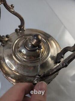 Vintage Rare Spring Flower Wm Rogers & Son Silver-plate Tilting Teapot. Pics