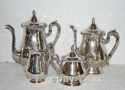 Vintage Reed & Barton 4 Pc Jamestown Silverplate Tea Set #1800-3 Hollowware