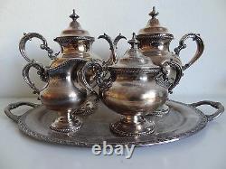Vintage Reed & Barton 5 Pc Silver Plated Tea Set With Rogers Tray