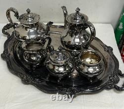 Vintage Reed & Barton 5600 Regent serving tray tea set teapot creamer sugar set