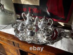 Vintage Reed & Barton 5600 Regent serving tray tea set teapot creamer sugar set