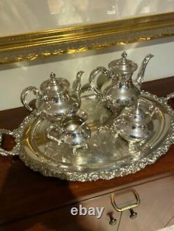 Vintage Reed & Barton Regent 5600 Silver Plate Tea set with Tray 4 pieces