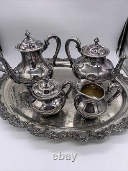 Vintage Reed & Barton Regent 5600 Silver Plate Tea set with Tray 4 pieces