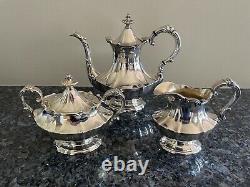 Vintage Reed & Barton Victorian Silver Plate 3-Piece Tea Set #670