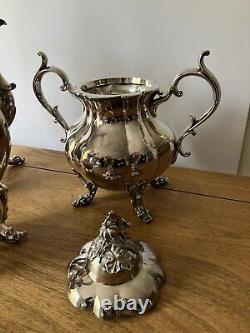 Vintage Reed & Barton Winthrop pattern tea set teapot creamer sugar silverplated