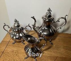 Vintage Reed & Barton Winthrop pattern tea set teapot creamer sugar silverplated