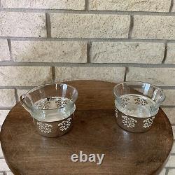 Vintage Set Of 6 BMF Germany Silver Plated Tea Cup & Glass Holders Serving Tray