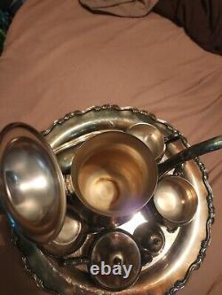Vintage Set of Eight Georgian Style Oneida Tea Set Silver Plate With Timer