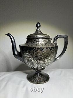 Vintage Sheffield Silver Plate Hammered Tea Set Teapot Sugar Creamer 9111 NS