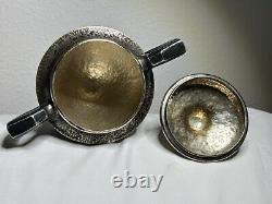 Vintage Sheffield Silver Plate Hammered Tea Set Teapot Sugar Creamer 9111 NS